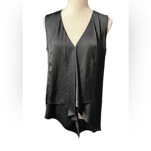 BCBGMaxAzria Sleeveless Tank Top Blouse Hi Lo Tunic Black Flowy Womens Size S